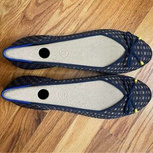 EUC Rothy’s Midnight Metallic Bow Flats